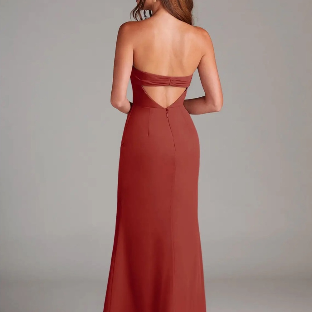 Azazie Terracota Strapless Bridesmaid Dress - Picture 4 of 12